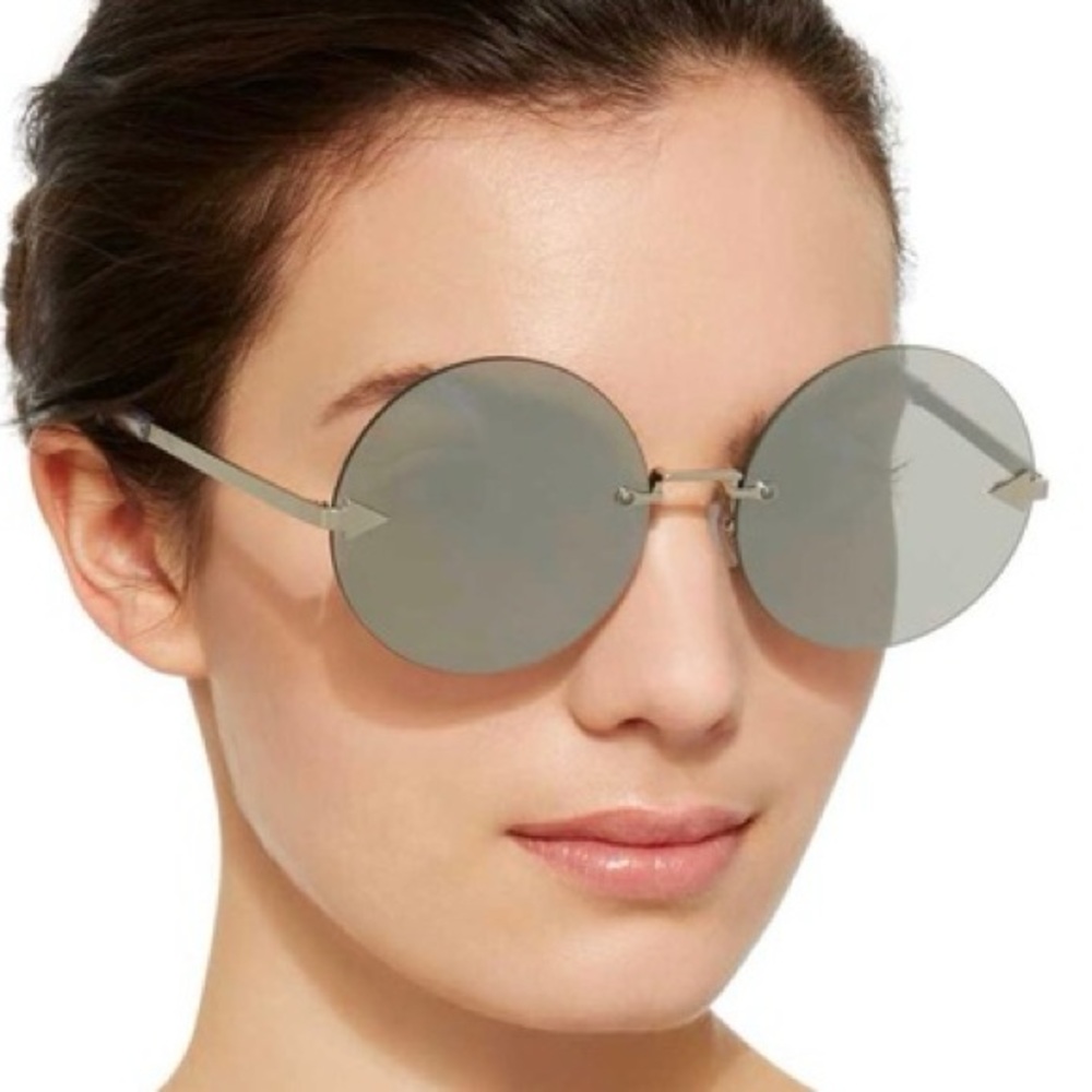 Karen Walker Silver Sunglasses in Light Blue Case